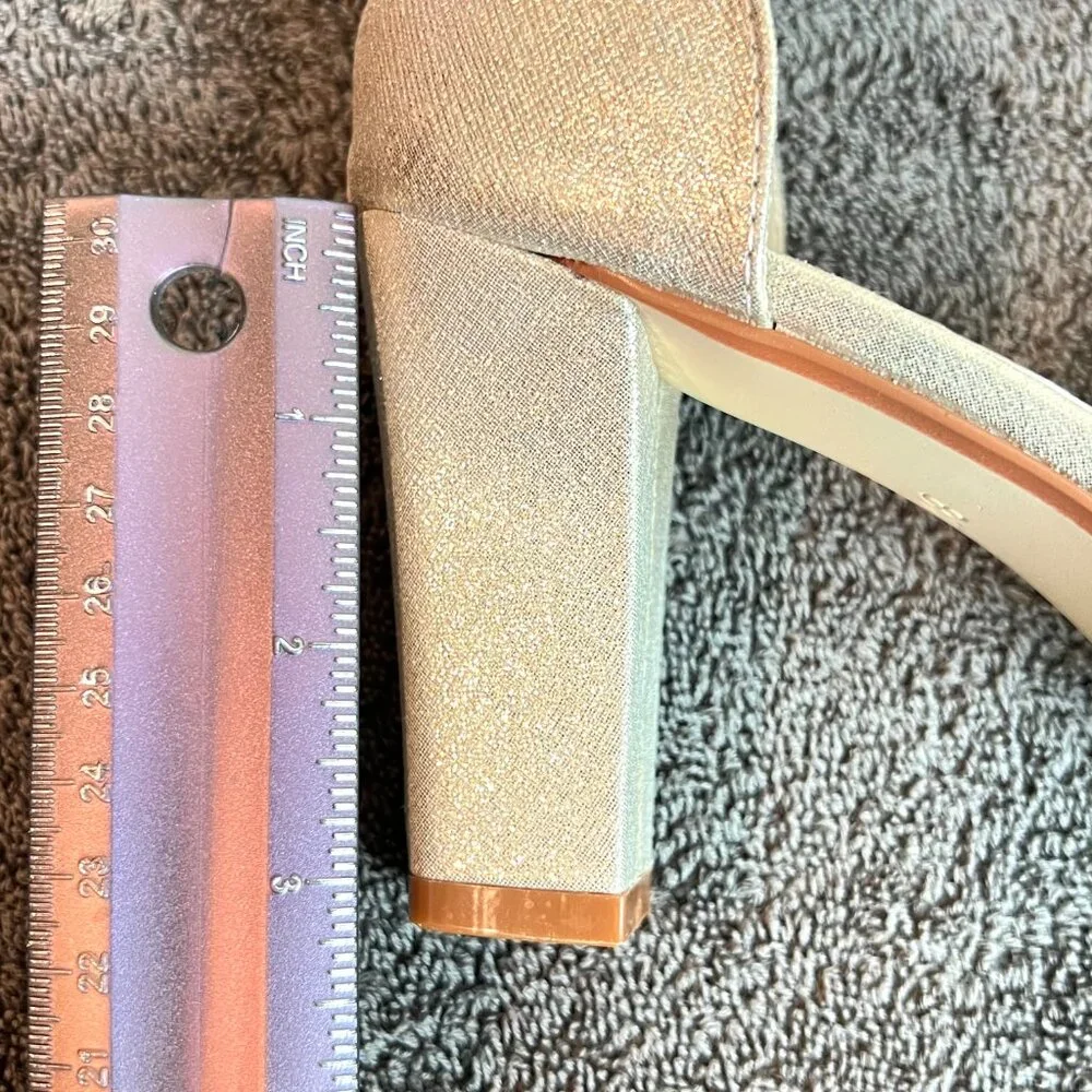 Touch Ups Womens 8M Amanda Champagne Gold Closed Toe Block Heels Pumps Shoes - Picture 12 of 13